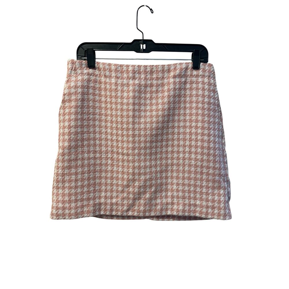 Women’s The Loft Pink Houndstooth Clueless Mini Skirt. Size 8